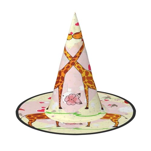 FEYUNYAN Halloween-Hexenhut, verstellbar, biegbar, Hexenkostüm, Zubehör für Frauen und Erwachsene, Party, spitze Zauberermütze, Giraffe, Blume, Schmetterling, Halloween-Hut, 2 Stück von FEYUNYAN