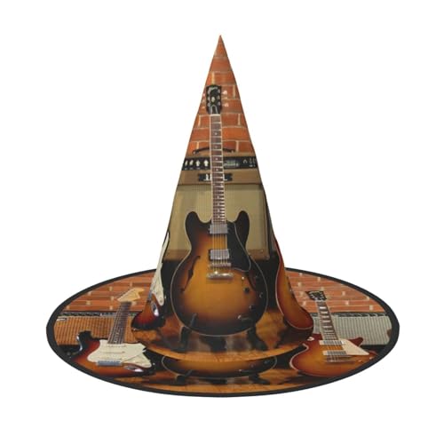 FEYUNYAN Halloween-Hexenhut, verstellbar, biegbar, Hexenkostüm, Zubehör für Frauen und Erwachsene, Party, spitze Zauberermütze, Gitarrensammlung, Halloween-Hut, 3 Stück von FEYUNYAN