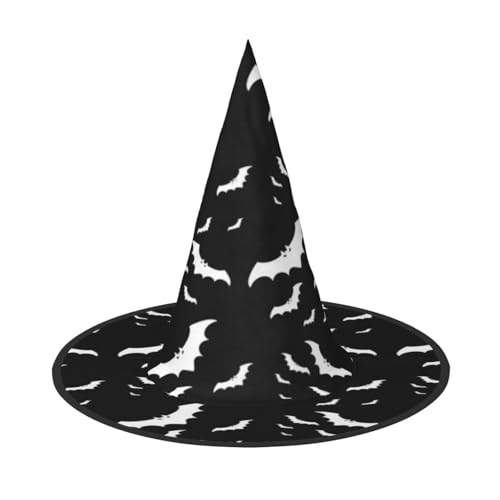 FEYUNYAN Halloween-Hexenhut, verstellbar, biegbar, Hexenkostüm, Zubehör für Frauen und Erwachsene, Party, spitze Zauberermütze, Halloween-Fliegende Fledermäuse, Halloween-Hut, 1 Stück von FEYUNYAN