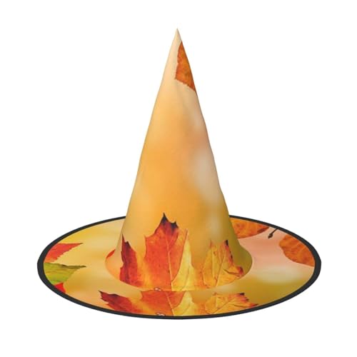 FEYUNYAN Halloween-Hexenhut, verstellbar, biegbar, Hexenkostüm, Zubehör für Frauen und Erwachsene, Party, spitze Zauberermütze, Herbstblatt, Halloween-Hut, 1 Stück von FEYUNYAN