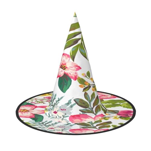 FEYUNYAN Halloween-Hexenhut, verstellbar, biegbar, Hexenkostüm, Zubehör für Frauen und Erwachsene, Party, spitze Zauberermütze, Hibiskusblumen, Halloween-Hut, 2 Stück von FEYUNYAN