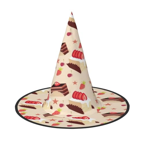 FEYUNYAN Halloween-Hexenhut, verstellbar, biegbar, Hexenkostüm, Zubehör für Frauen und Erwachsene, Party, spitze Zauberermütze, Obstkuchen, Halloween-Hut, 2 Stück von FEYUNYAN
