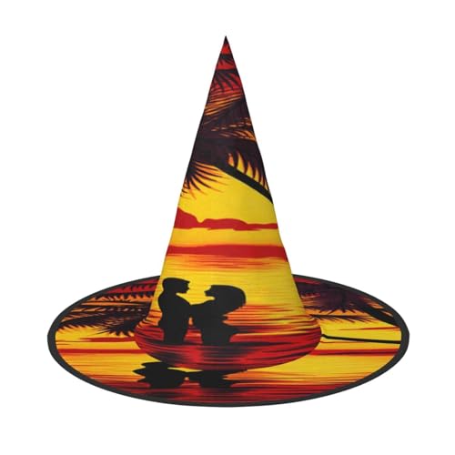 FEYUNYAN Halloween-Hexenhut, verstellbar, biegbar, Hexenkostüm, Zubehör für Frauen und Erwachsene, Party, spitze Zauberermütze, Paar am Strand, Sonnenuntergang, Halloween-Hut, 2 Stück FEYUNYAN Halloween-Hexenhut, verstellbar, biegbar, Hexenkostüm, Zubehör für Frauen und Erwachsene, Party, spitze Zauberermütze, Paar am Strand, Sonnenuntergang, Halloween-Hut, 2 Stück von FEYUNYAN