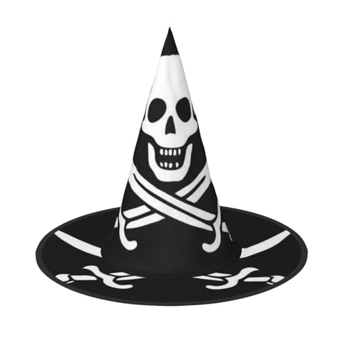 FEYUNYAN Halloween-Hexenhut, verstellbar, biegbar, Hexenkostüm, Zubehör für Frauen und Erwachsene, Party, spitze Zauberermütze, Piratenflagge, Halloween-Hut, 1 Stück von FEYUNYAN