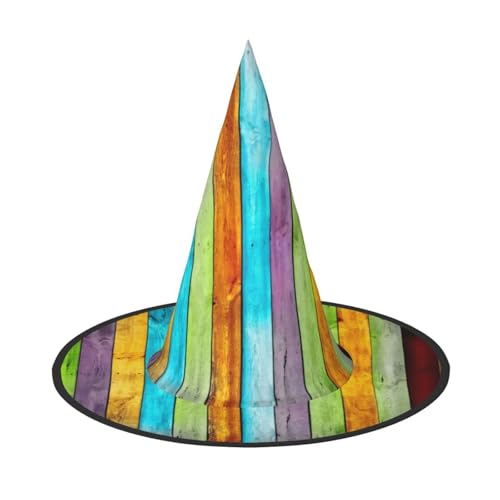 FEYUNYAN Halloween-Hexenhut, verstellbar, biegbar, Hexenkostüm, Zubehör für Frauen und Erwachsene, Party, spitze Zauberermütze, Planken, Zimmerei, Eichenholz, Halloween-Hut, 1 Stück von FEYUNYAN