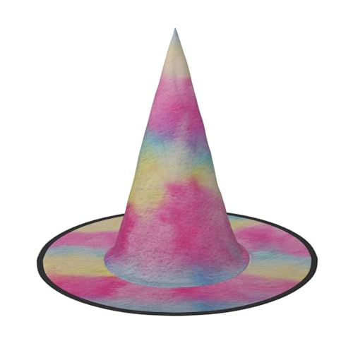 FEYUNYAN Halloween-Hexenhut, verstellbar, biegbar, Hexenkostüm, Zubehör für Frauen und Erwachsene, Party, spitze Zauberermütze, Regenbogenstreifen, Halloween-Hut, 1 Stück von FEYUNYAN