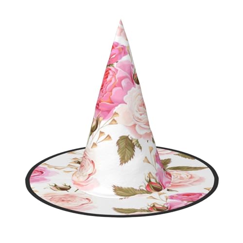 FEYUNYAN Halloween-Hexenhut, verstellbar, biegbar, Hexenkostüm, Zubehör für Frauen und Erwachsene, Party, spitze Zauberermütze, Rosenblume, Halloween-Hut, 2 Stück von FEYUNYAN