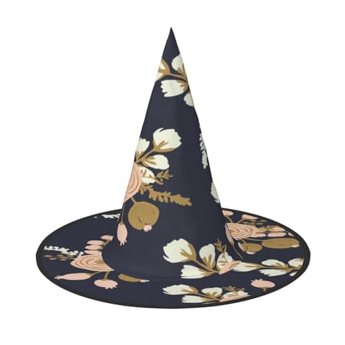 FEYUNYAN Halloween-Hexenhut, verstellbar, biegbar, Hexenkostüm, Zubehör für Frauen und Erwachsene, Party, spitze Zauberermütze, Rosenblume, gezeichneter Halloween-Hut, 3 Stück von FEYUNYAN