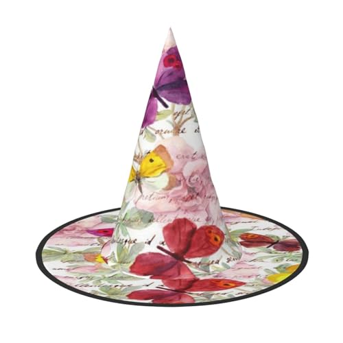 FEYUNYAN Halloween-Hexenhut, verstellbar, biegbar, Hexenkostüm, Zubehör für Frauen und Erwachsene, Party, spitze Zauberermütze, Schmetterlings-Halloween-Hut, 2 Stück von FEYUNYAN