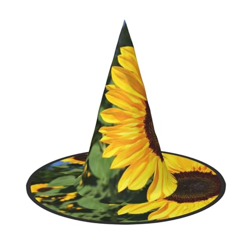 FEYUNYAN Halloween-Hexenhut, verstellbar, biegbar, Hexenkostüm, Zubehör für Frauen und Erwachsene, Party, spitze Zauberermütze, Sonnenblumenfarm, Halloween-Hut, 2 Stück von FEYUNYAN