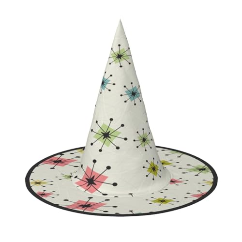 FEYUNYAN Halloween-Hexenhut, verstellbar, biegbar, Hexenkostüm, Zubehör für Frauen und Erwachsene, Party, spitze Zauberermütze, Sterne, Halloween-Hut, 1 Stück von FEYUNYAN