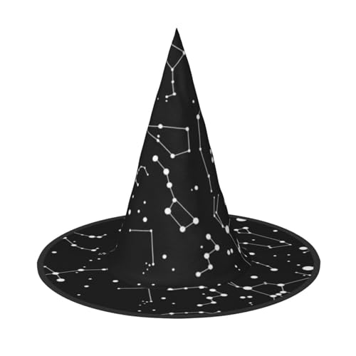 FEYUNYAN Halloween-Hexenhut, verstellbar, biegbar, Hexenkostüm, Zubehör für Frauen und Erwachsene, Party, spitze Zauberermütze, Sternenkonstellation, Halloween-Hut, 3 Stück von FEYUNYAN