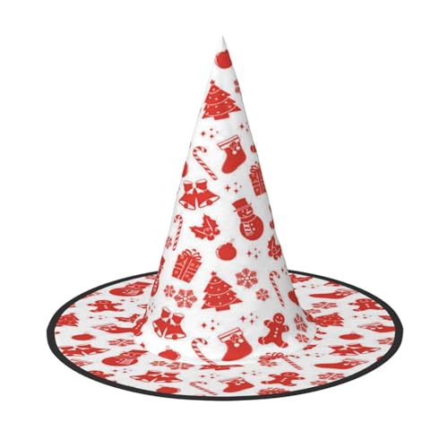 FEYUNYAN Halloween-Hexenhut, verstellbar, biegbar, Hexenkostüm, Zubehör für Frauen und Erwachsene, Party, spitze Zauberermütze, Weihnachtsdruck, Halloween-Hut, 1 Stück von FEYUNYAN
