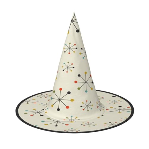 FEYUNYAN Halloween-Hexenhut, verstellbar, biegbar, Hexenkostüm, Zubehör für Frauen und Erwachsene, Party, spitze Zauberermütze, abstrakt, geometrischer Weltraum, Halloween-Hut, 3 Stück von FEYUNYAN