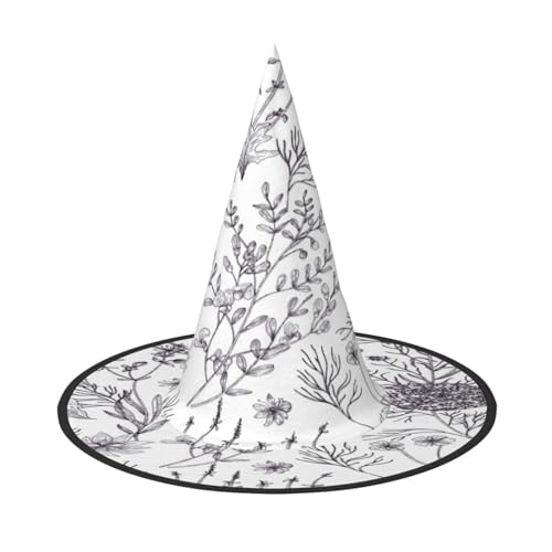 FEYUNYAN Halloween-Hexenhut, verstellbar, biegbar, Hexenkostüm, Zubehör für Frauen und Erwachsene, Party, spitze Zauberermütze, blühende Pflanzen, Halloween-Hut, 2 Stück von FEYUNYAN