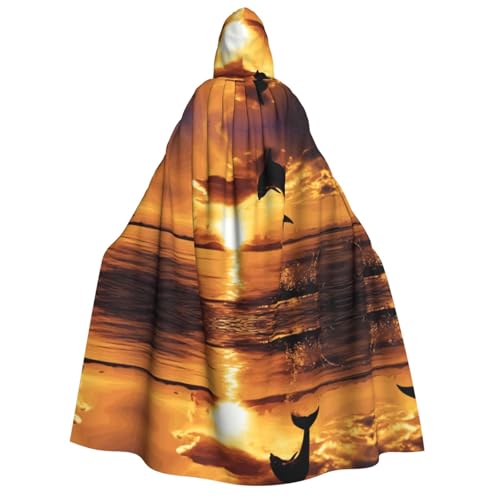 FEYUNYAN Kapuzenumhang für Erwachsene, Delfin bei Dämmerung, Halloween-Umhang, Gothic-Hexe, Vampir-Kostüm-Zubehör, verstellbarer Bindeverschluss, weicher Polyester-Umhang für Cosplay- und FEYUNYAN Kapuzenumhang für Erwachsene, Delfin bei Dämmerung, Halloween-Umhang, Gothic-Hexe, Vampir-Kostüm-Zubehör, verstellbarer Bindeverschluss, weicher Polyester-Umhang für Cosplay- und von FEYUNYAN