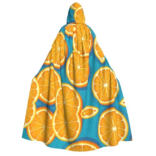 FEYUNYAN Kapuzenumhang für Erwachsene, Frischer orangefarbener Obst-Halloween-Umhang, Gothic-Hexen-Vampir-Kostüm-Zubehör, verstellbarer Bindeverschluss, weicher Polyester-Umhang für Cosplay- und von FEYUNYAN