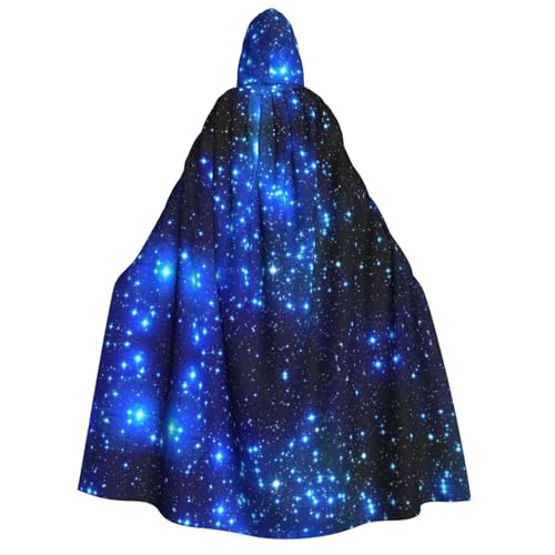 FEYUNYAN Kapuzenumhang für Erwachsene, Galaxie-Sterne, Halloween-Umhang, Gothic-Hexen-Vampir-Kostüm-Zubehör, verstellbarer Bindeverschluss, weicher Polyester-Umhang für Cosplay- und Halloween-Partys von FEYUNYAN