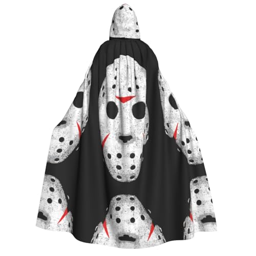 FEYUNYAN Kapuzenumhang für Erwachsene, Horror-Totenkopf-Halloween-Umhang, Gothic-Hexen-Vampir-Kostüm-Zubehör, verstellbarer Bindeverschluss, weicher Polyester-Umhang für Cosplay- und Halloween-Partys von FEYUNYAN