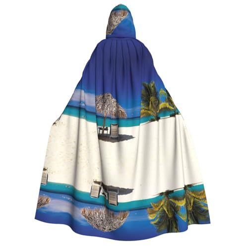 FEYUNYAN Kapuzenumhang für Erwachsene, Jamaika-Strand-Halloween-Umhang, Gothic-Hexen-Vampir-Kostüm-Zubehör, verstellbarer Bindeverschluss, weicher Polyester-Umhang für Cosplay- und Halloween-Partys von FEYUNYAN