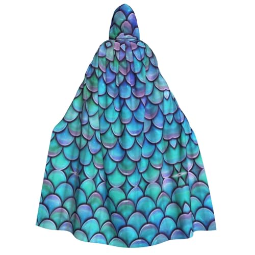 FEYUNYAN Kapuzenumhang für Erwachsene, Meerjungfrauen-Blaugrün, Fisch-Halloween-Umhang, Gothic-Hexe, Vampir-Kostüm-Zubehör, verstellbarer Bindeverschluss, weicher Polyester-Umhang für Cosplay- und FEYUNYAN Kapuzenumhang für Erwachsene, Meerjungfrauen-Blaugrün, Fisch-Halloween-Umhang, Gothic-Hexe, Vampir-Kostüm-Zubehör, verstellbarer Bindeverschluss, weicher Polyester-Umhang für Cosplay- und von FEYUNYAN