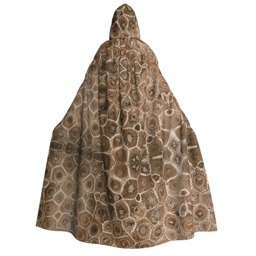 FEYUNYAN Kapuzenumhang für Erwachsene, Petoskey-Stein, Halloween-Umhang, Gothic-Hexen-Vampir-Kostüm-Zubehör, verstellbarer Bindeverschluss, weicher Polyester-Umhang für Cosplay- und Halloween-Partys von FEYUNYAN