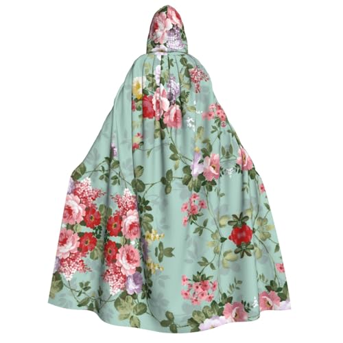 FEYUNYAN Kapuzenumhang für Erwachsene, Pfingstrosen-Halloween-Umhang, Gothic-Hexen-Vampir-Kostüm-Zubehör, verstellbarer Bindeverschluss, weicher Polyester-Umhang für Cosplay- und Halloween-Partys von FEYUNYAN