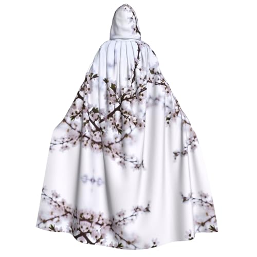 FEYUNYAN Kapuzenumhang für Erwachsene, Pfirsichblüte, Halloween-Umhang, Gothic-Hexen-Vampir-Kostüm-Zubehör, verstellbarer Bindeverschluss, weicher Polyester-Umhang für Cosplay- und Halloween-Partys von FEYUNYAN