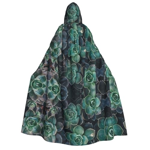 FEYUNYAN Kapuzenumhang für Erwachsene, Sukkulenten, Halloween-Umhang, Gothic-Hexe, Vampir-Kostüm-Zubehör, verstellbarer Bindeverschluss, weicher Polyester-Umhang für Cosplay- und Halloween-Partys von FEYUNYAN