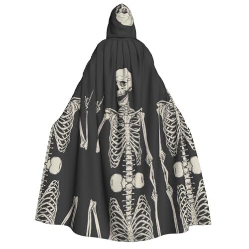 FEYUNYAN Kapuzenumhang für Erwachsene, Totenkopf-Halloween-Umhang, Gothic-Hexen-Vampir-Kostüm-Zubehör, verstellbarer Bindeverschluss, weicher Polyester-Umhang für Cosplay- und Halloween-Partys von FEYUNYAN