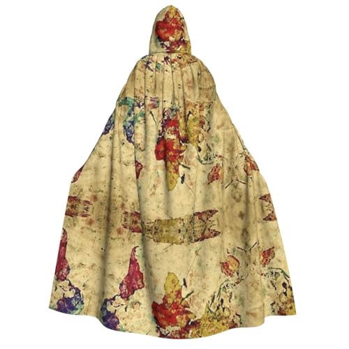 FEYUNYAN Kapuzenumhang für Erwachsene, bunte Landkarte, Halloween-Umhang, Gothic-Hexe, Vampir-Kostüm-Zubehör, verstellbarer Bindeverschluss, weicher Polyester-Umhang für Cosplay- und Halloween-Partys FEYUNYAN Kapuzenumhang für Erwachsene, bunte Landkarte, Halloween-Umhang, Gothic-Hexe, Vampir-Kostüm-Zubehör, verstellbarer Bindeverschluss, weicher Polyester-Umhang für Cosplay- und Halloween-Partys von FEYUNYAN