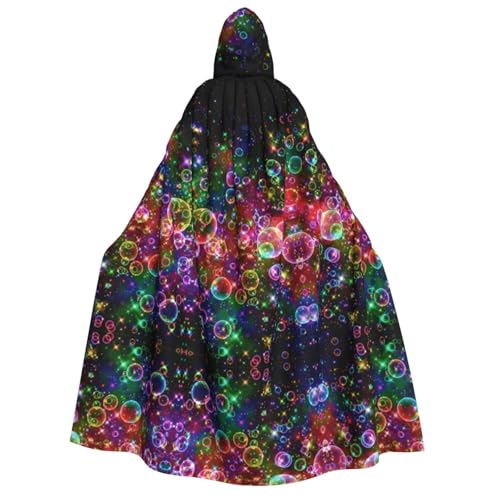 FEYUNYAN Kapuzenumhang für Erwachsene, bunte Regenbogensterne, Halloween-Umhang, Gothic-Hexe, Vampir-Kostüm-Zubehör, verstellbarer Bindeverschluss, weicher Polyester-Umhang für Cosplay- und von FEYUNYAN