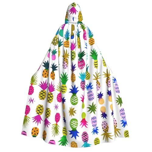 FEYUNYAN Kapuzenumhang für Erwachsene, bunter Ananas, Halloween-Umhang, Gothic-Hexe, Vampir-Kostüm-Zubehör, verstellbarer Bindeverschluss, weicher Polyester-Umhang für Cosplay- und Halloween-Partys FEYUNYAN Kapuzenumhang für Erwachsene, bunter Ananas, Halloween-Umhang, Gothic-Hexe, Vampir-Kostüm-Zubehör, verstellbarer Bindeverschluss, weicher Polyester-Umhang für Cosplay- und Halloween-Partys von FEYUNYAN