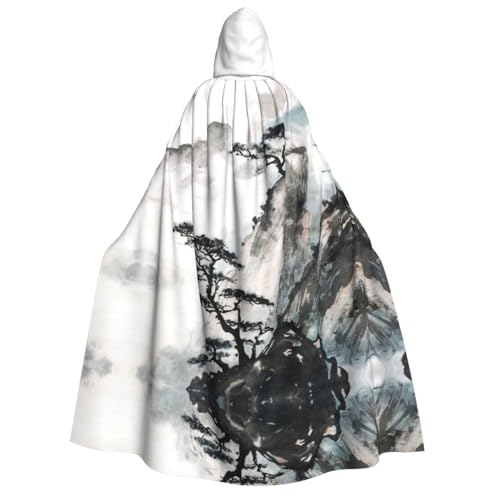 FEYUNYAN Kapuzenumhang für Erwachsene, chinesische Landschaftsmalerei, Halloween-Umhang, Gothic-Hexe, Vampir-Kostüm-Zubehör, verstellbarer Bindeverschluss, weicher Polyester-Umhang für Cosplay- und FEYUNYAN Kapuzenumhang für Erwachsene, chinesische Landschaftsmalerei, Halloween-Umhang, Gothic-Hexe, Vampir-Kostüm-Zubehör, verstellbarer Bindeverschluss, weicher Polyester-Umhang für Cosplay- und von FEYUNYAN