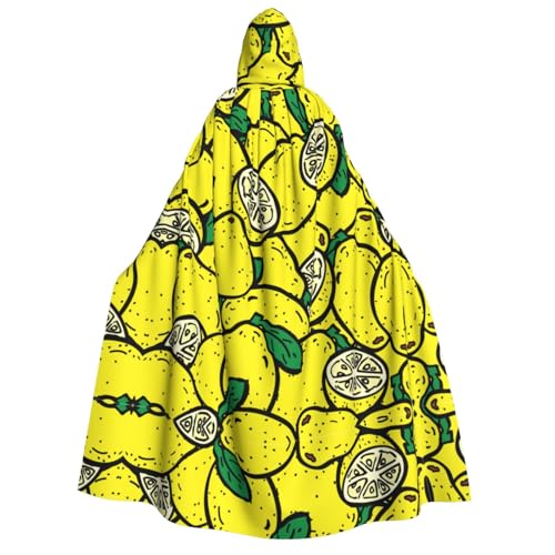 FEYUNYAN Kapuzenumhang für Erwachsene, gelbe Zitrone, Halloween-Umhang, Gothic-Hexen-Vampir-Kostüm-Zubehör, verstellbarer Bindeverschluss, weicher Polyester-Umhang für Cosplay- und Halloween-Partys von FEYUNYAN
