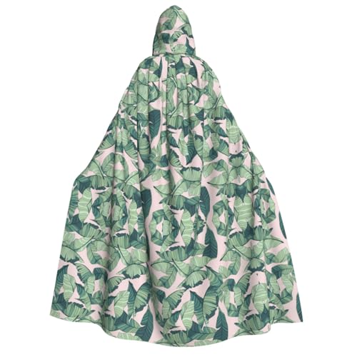 FEYUNYAN Kapuzenumhang für Erwachsene, grüne Palmenblätter, rosa Halloween-Umhang, Gothic-Hexen-Vampir-Kostüm-Zubehör, verstellbarer Bindeverschluss, weicher Polyester-Umhang für Cosplay- und FEYUNYAN Kapuzenumhang für Erwachsene, grüne Palmenblätter, rosa Halloween-Umhang, Gothic-Hexen-Vampir-Kostüm-Zubehör, verstellbarer Bindeverschluss, weicher Polyester-Umhang für Cosplay- und von FEYUNYAN