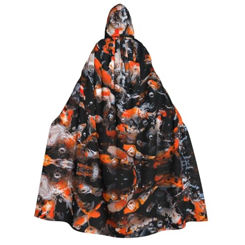 FEYUNYAN Kapuzenumhang für Erwachsene, japanischer Fancy Karpfenfische, Halloween-Umhang, Gothic-Hexe, Vampir-Kostüm-Zubehör, verstellbarer Bindeverschluss, weicher Polyester-Umhang für Cosplay- und von FEYUNYAN