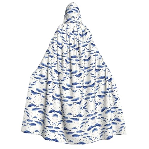 FEYUNYAN Kapuzenumhang für Erwachsene, kleiner blauer Wal-Umhang, Halloween-Umhang, Gothic-Hexen-Vampir-Kostüm-Zubehör, verstellbarer Bindeverschluss, weicher Polyester-Umhang für Cosplay- und FEYUNYAN Kapuzenumhang für Erwachsene, kleiner blauer Wal-Umhang, Halloween-Umhang, Gothic-Hexen-Vampir-Kostüm-Zubehör, verstellbarer Bindeverschluss, weicher Polyester-Umhang für Cosplay- und von FEYUNYAN