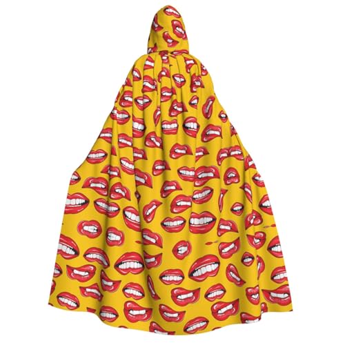 FEYUNYAN Kapuzenumhang für Erwachsene, lächelnder roter Mund, Halloween-Umhang, Gothic-Hexe, Vampir-Kostüm-Zubehör, verstellbarer Bindeverschluss, weicher Polyester-Umhang für Cosplay- und FEYUNYAN Kapuzenumhang für Erwachsene, lächelnder roter Mund, Halloween-Umhang, Gothic-Hexe, Vampir-Kostüm-Zubehör, verstellbarer Bindeverschluss, weicher Polyester-Umhang für Cosplay- und von FEYUNYAN