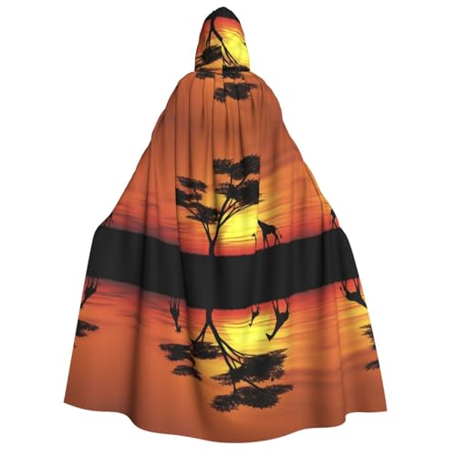 FEYUNYAN Kapuzenumhang für Erwachsene, lustiger afrikanischer Sonnenuntergang, Halloween-Umhang, Gothic-Hexe, Vampir-Kostüm-Zubehör, verstellbarer Bindeverschluss, weicher Polyester-Umhang für Cosplay FEYUNYAN Kapuzenumhang für Erwachsene, lustiger afrikanischer Sonnenuntergang, Halloween-Umhang, Gothic-Hexe, Vampir-Kostüm-Zubehör, verstellbarer Bindeverschluss, weicher Polyester-Umhang für Cosplay von FEYUNYAN