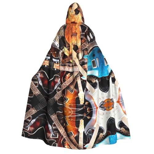 FEYUNYAN Kapuzenumhang für Erwachsene, magische E-Gitarre, Musik, Halloween-Umhang, Gothic-Hexe, Vampir-Kostüm-Zubehör, verstellbarer Bindeverschluss, weicher Polyester-Umhang für Cosplay- und FEYUNYAN Kapuzenumhang für Erwachsene, magische E-Gitarre, Musik, Halloween-Umhang, Gothic-Hexe, Vampir-Kostüm-Zubehör, verstellbarer Bindeverschluss, weicher Polyester-Umhang für Cosplay- und von FEYUNYAN