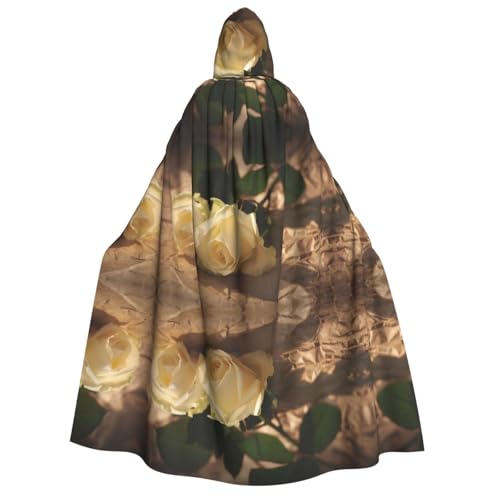 FEYUNYAN Kapuzenumhang für Erwachsene, romantischer Rosen-Halloween-Umhang, Gothic-Hexen-Vampir-Kostüm-Zubehör, verstellbarer Bindeverschluss, weicher Polyester-Umhang für Cosplay- und von FEYUNYAN