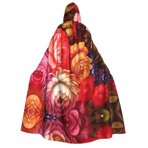 FEYUNYAN Kapuzenumhang für Erwachsene, roter schöner Blumen-Halloween-Umhang, Gothic-Hexen-Vampir-Kostüm-Zubehör, verstellbarer Bindeverschluss, weicher Polyester-Umhang für Cosplay- und FEYUNYAN Kapuzenumhang für Erwachsene, roter schöner Blumen-Halloween-Umhang, Gothic-Hexen-Vampir-Kostüm-Zubehör, verstellbarer Bindeverschluss, weicher Polyester-Umhang für Cosplay- und von FEYUNYAN