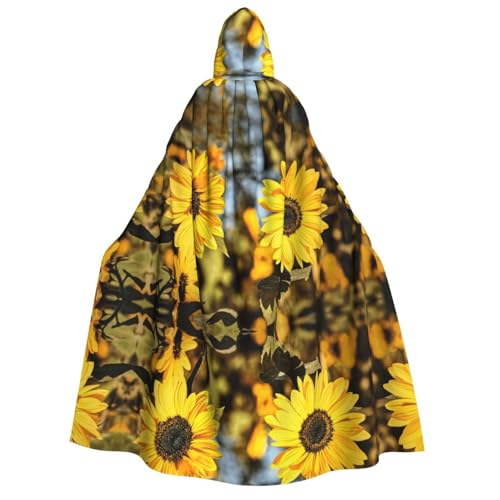 FEYUNYAN Kapuzenumhang für Erwachsene, schöner Sonnenblumen-Halloween-Umhang, Gothic-Hexen-Vampir-Kostüm-Zubehör, verstellbarer Bindeverschluss, weicher Polyester-Umhang für Cosplay- und von FEYUNYAN
