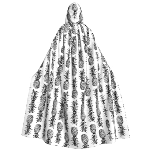 FEYUNYAN Kapuzenumhang für Erwachsene, tropische Ananas-Frucht, Halloween-Umhang, Gothic-Hexe, Vampir-Kostüm-Zubehör, verstellbarer Bindeverschluss, weicher Polyester-Umhang für Cosplay- und von FEYUNYAN