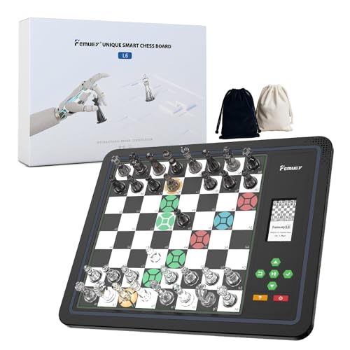 Elektronisches Schachspiel, Elektronisches Schachbrett mit Teilenpositionsanzeige L6 Computer Schachspiel, Computer Schachbrett mit LED-Licht für Anfänger und Schachliebhaber Schachset Brettspiel von FFChess