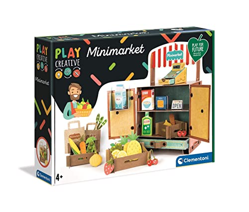 Clementoni 18550 – Play Creative – Minimarket – Made in Italy – Kunst-und Bastelset für Kinder ab 4 Jahren – Karton-und Papierhandwerk, Englisch, Mehrfarbig von Clementoni