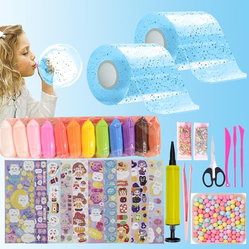 30 Stück Nano Tape,Nano Tape Bubbles Set Enthalten 2 Nanotape(5cmx3m)+28 Deluxe Materialpakete,Nanoband Party Favors Geschenke,Bubbles DIY Set für ab 3 Jahren Mädchen,Jungen -Blau von FFTANXS