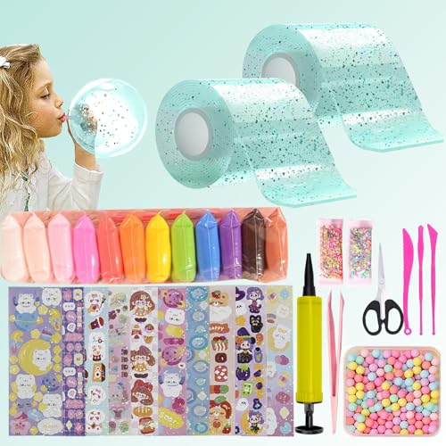 30 Stück Nano Tape,Nano Tape Bubbles Set Enthalten 2 Nanotape(5cmx3m)+28 Deluxe Materialpakete,Nanoband Party Favors Geschenke,Bubbles DIY Set für ab 3 Jahren Mädchen,Jungen -Grün von FFTANXS