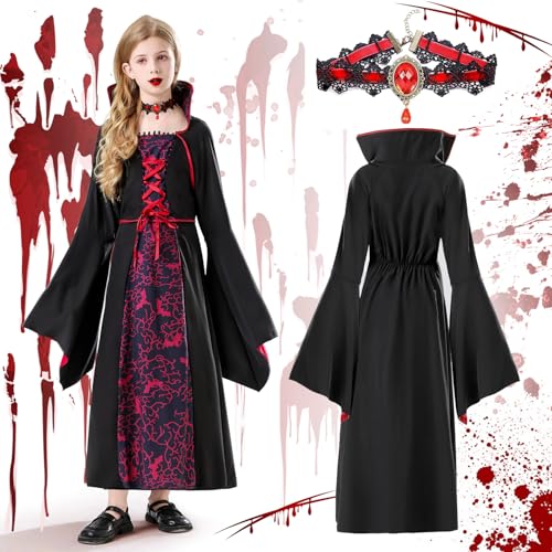 Vampir Kostüm Kinder,Vampir Kostüm Mädchen,Vampir Kostüm Gothic,Vampir Kostüm Kinder Mädchen Mit Vampir Halskette,Karneval Mottoparty Dracula Cosplay Party,Geeignet für Kinder Alter von 10-12 Jahren Vampir Kostüm Kinder,Vampir Kostüm Mädchen,Vampir Kostüm Gothic,Vampir Kostüm Kinder Mädchen Mit Vampir Halskette,Karneval Mottoparty Dracula Cosplay Party,Geeignet für Kinder Alter von 10-12 Jahren von FFTANXS